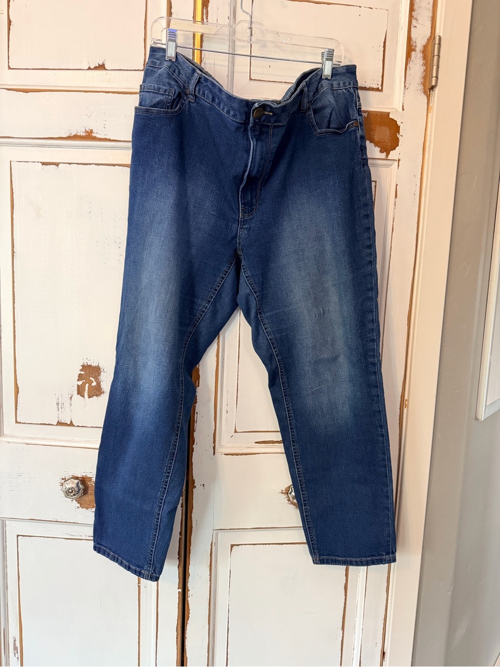 Avenue Girlfriend Blue Denim Casual Straight-Leg Jeans
